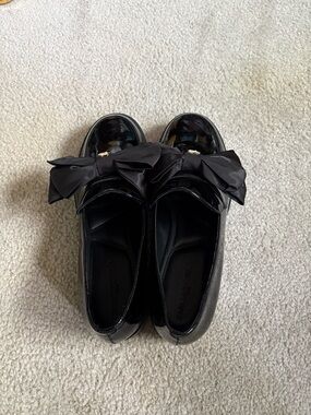 Karl Lagerfeld Black Patent Bow Loafers